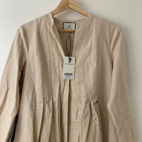 NWT Tuckernuck Stone Luella Pleated Dress Beige - Picture 2 of 10